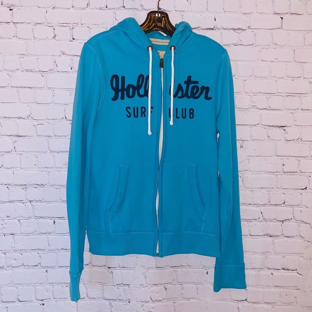 {Hollister} Men's Blue Zip-Up Hoodie Sz M